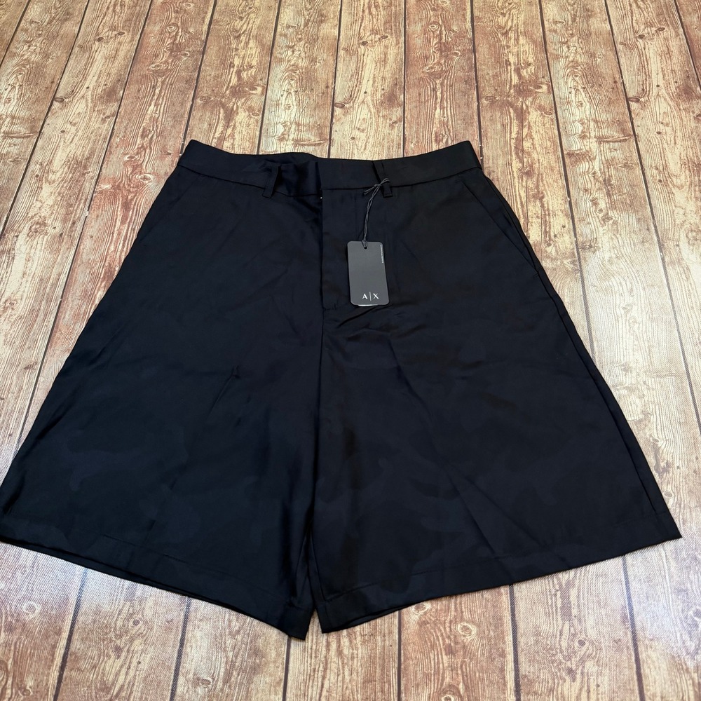 Armani Exchange Camo Shorts Mens 30 Black Tonal Print Casual NWT
